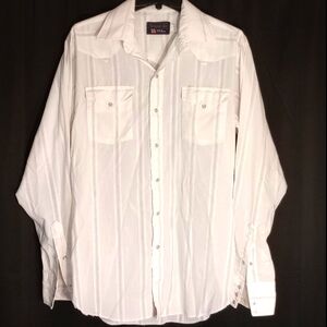 Pandhandle Slim Men's White With Pin Stripe Pearl Snap Button-Up Shirt 16-36